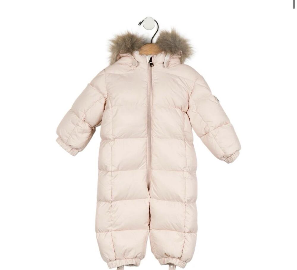 Moncler Enfant pale pink With Fur Hood baby/infant snowsuit Girls Size 6-9M